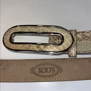 Authentic TOD’S Cream/Tan Python Skin Belt ~ Size 85 Tod main image 4